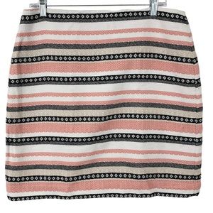 Loft Woven Pink Striped Mini Skirt 12